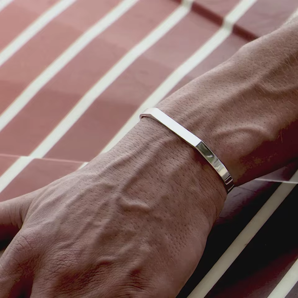 Bracelete Cuff Prata Inox