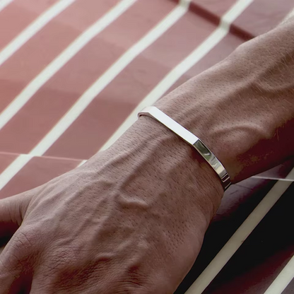 Bracelete Cuff Prata Inox