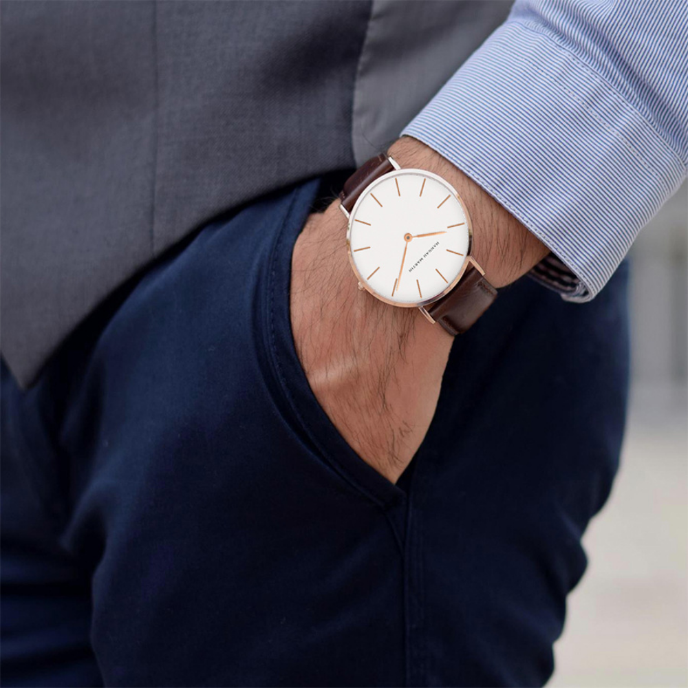 Relógio HM Classic White - Caixa Dourada