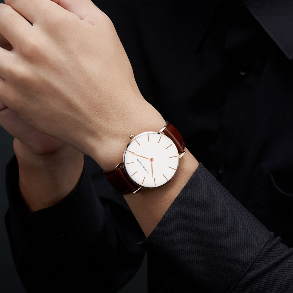 Relógio HM Classic White - Caixa Dourada