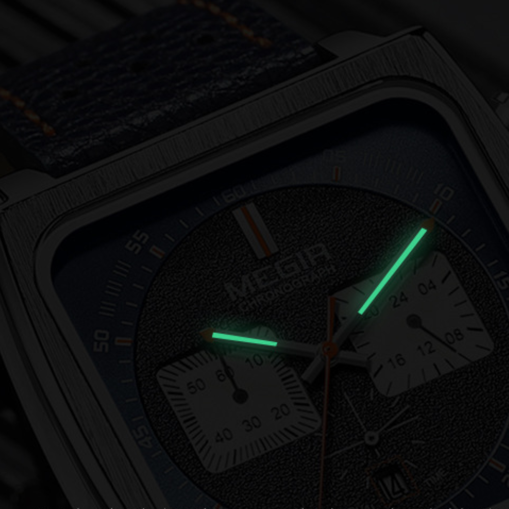 Relógio Megir Squared Blue em Couro