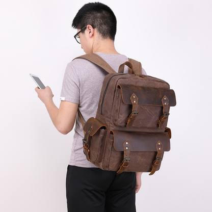 Mochila em Lona e Couro Legítimo Aberdeen