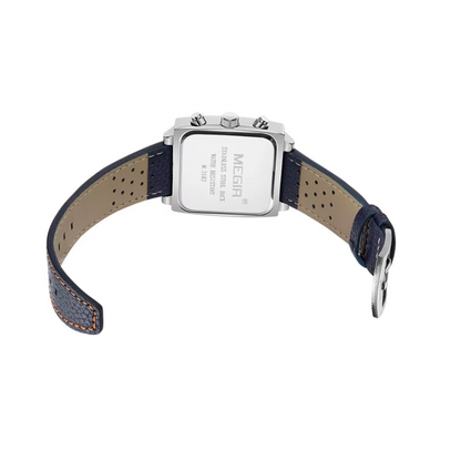 Relógio Megir Squared Blue em Couro
