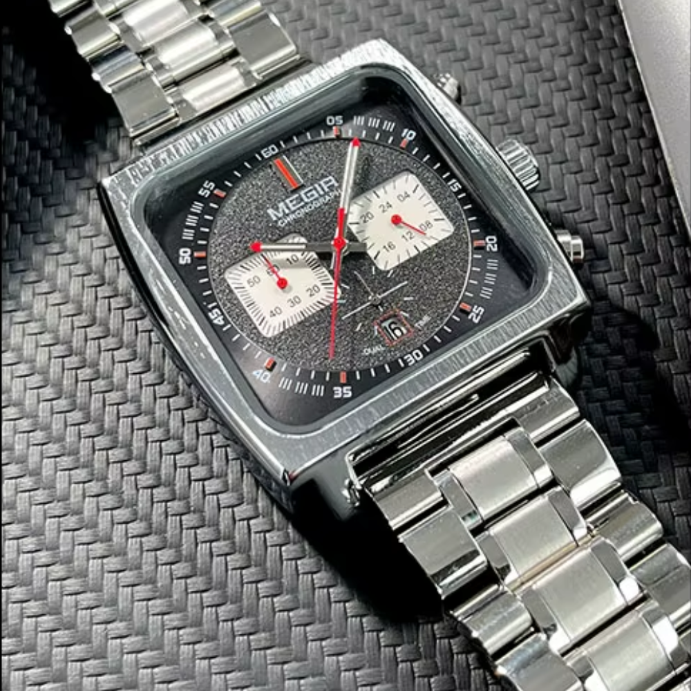Relógio Megir Squared Black em Inox