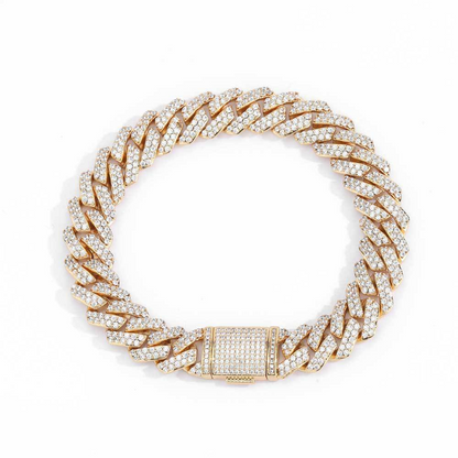 Pulseira Cuban Ice Ouro Inox