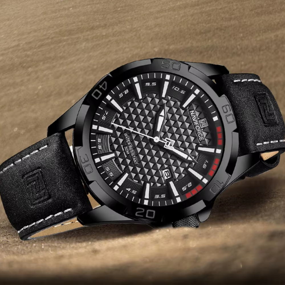 Relógio Naviforce Preto em Couro