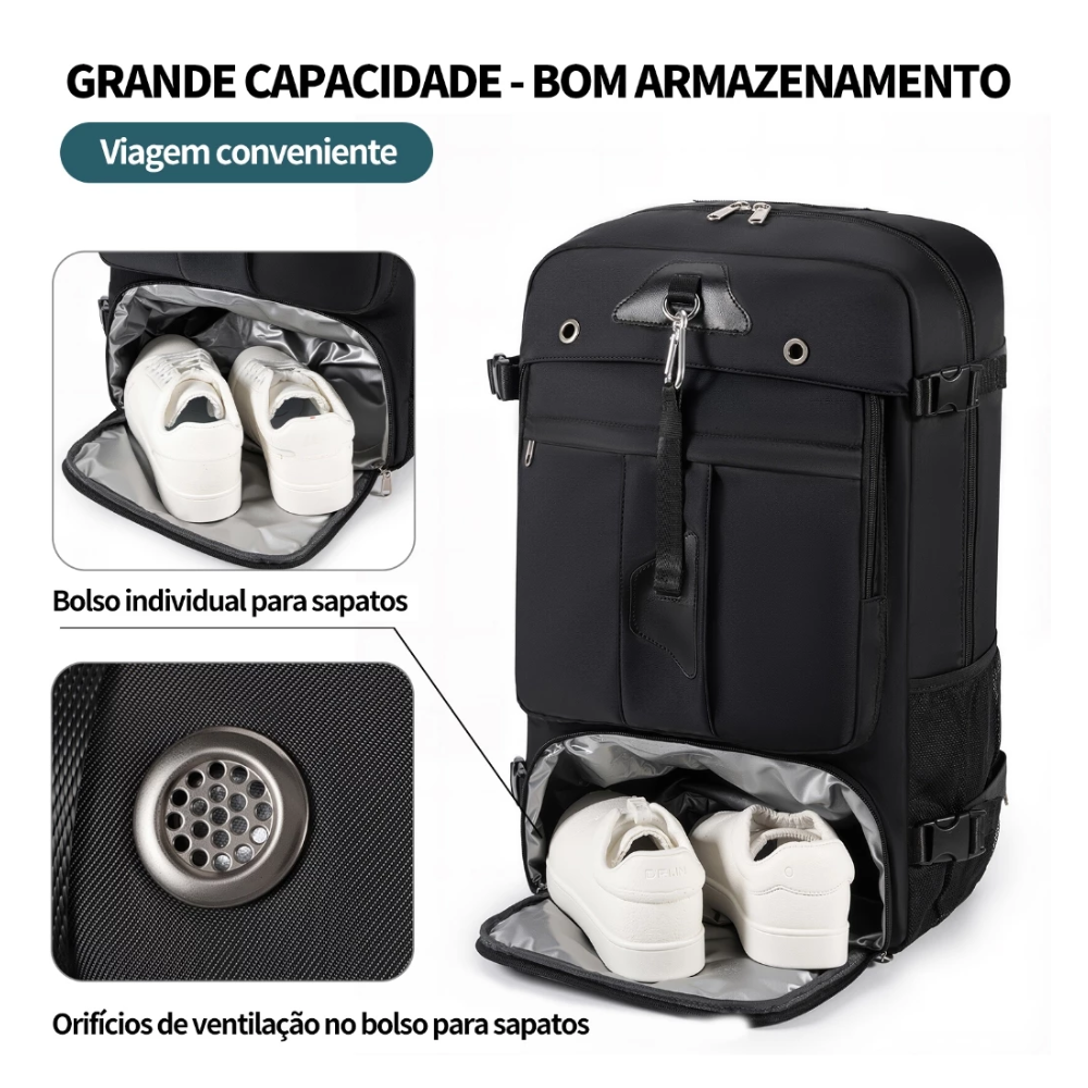Mochila de Viagem Multifuncional Premium Organizer 60L