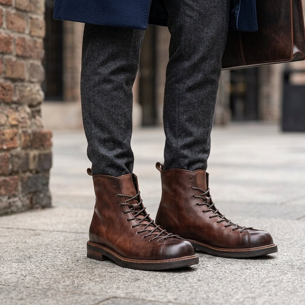 Bota Coturno Masculina em Couro Legítimo Samir