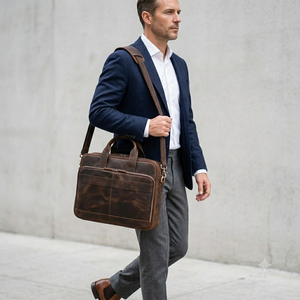 Bolsa Executiva Masculina em Couro Legítimo Cambridge