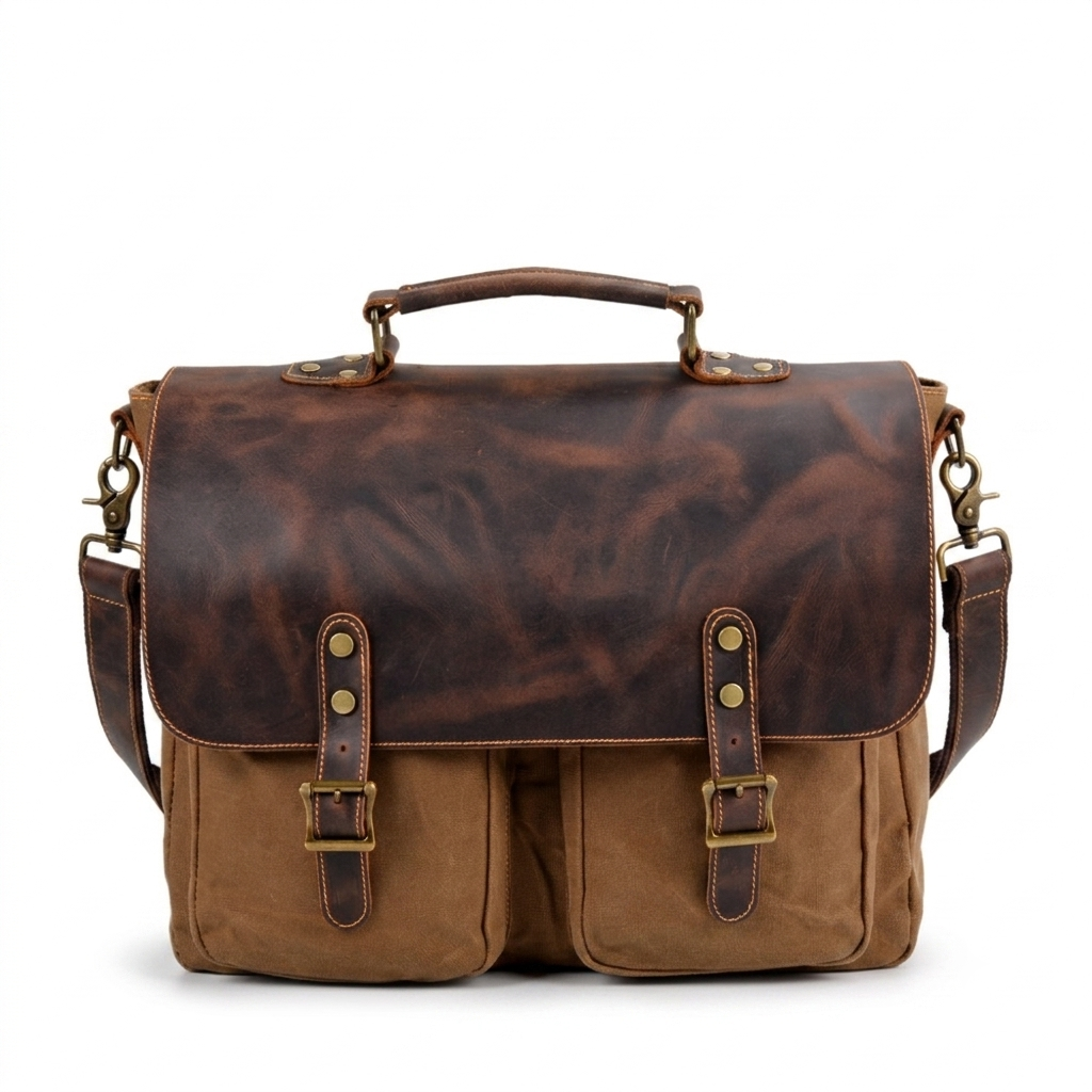 Bolsa Executiva Masculina em Lona e Couro Legítimo Seattle