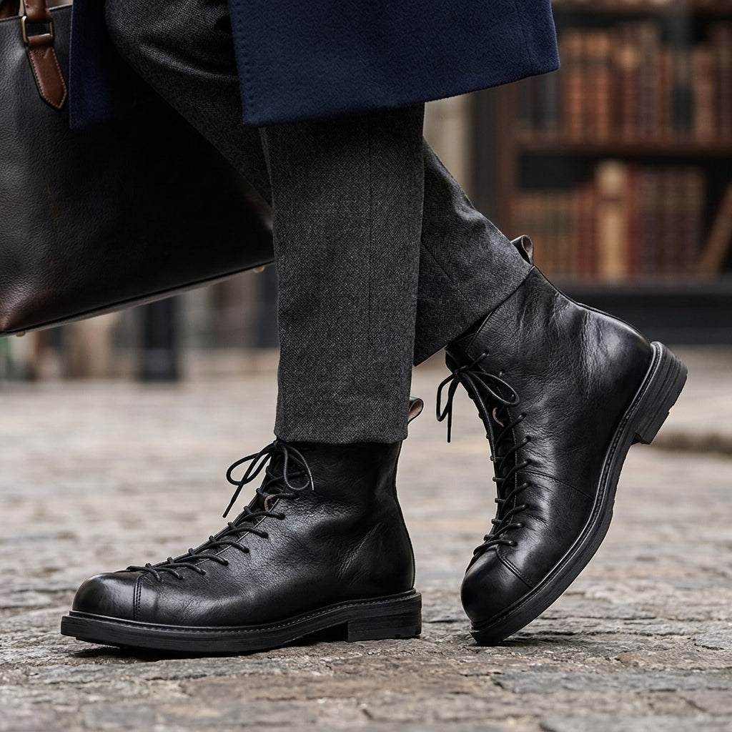 Bota Coturno Masculina em Couro Legítimo Samir