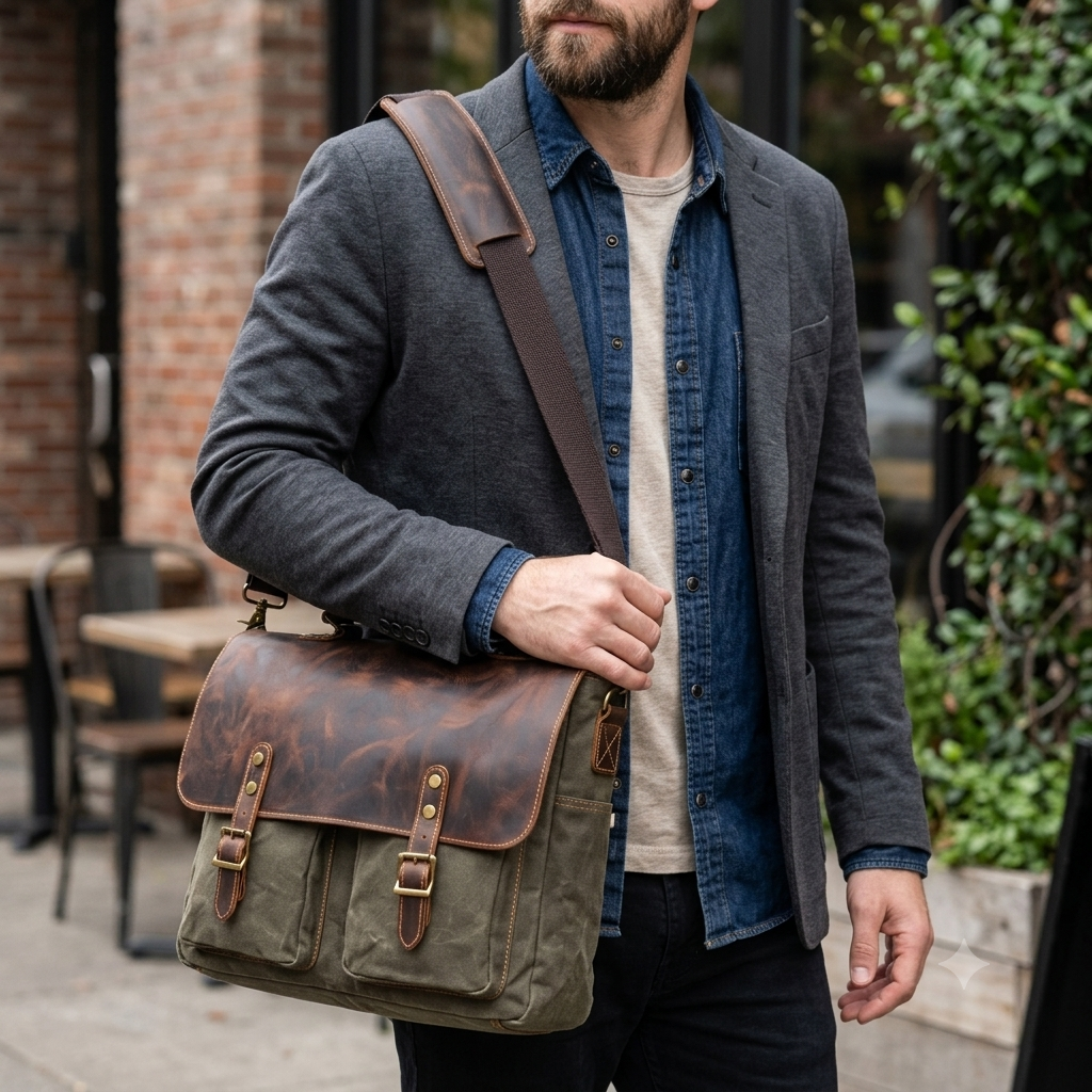 Bolsa Executiva Masculina em Lona e Couro Legítimo Seattle