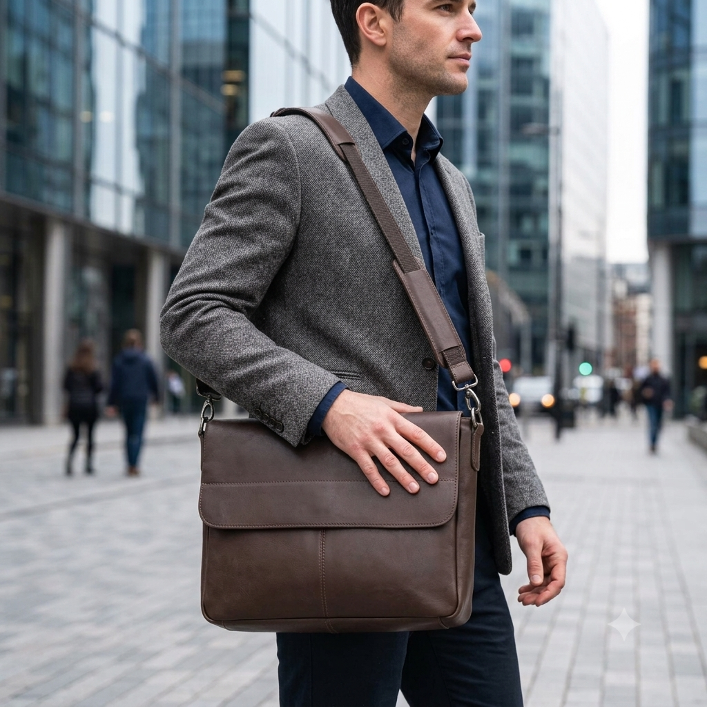 Bolsa Carteiro Masculina em Couro Legítimo Brisbane