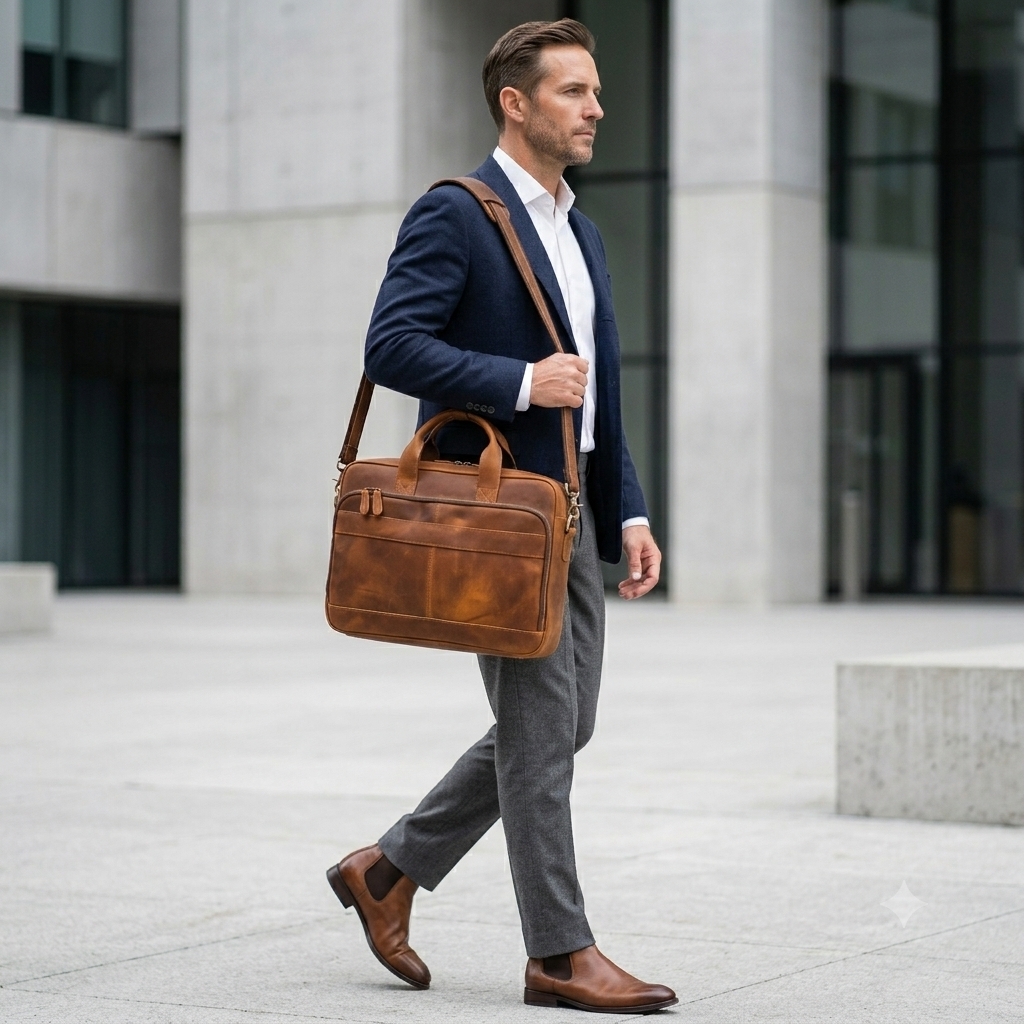 Bolsa Executiva Masculina em Couro Legítimo Cambridge