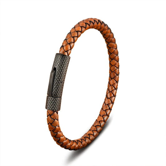 Pulseira Charles em Couro - Caramelo e Preta