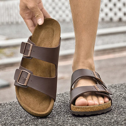 Sandália Masculina em Couro Amaretto