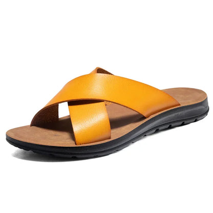 Sandália Masculina em Couro Italiano Tequila