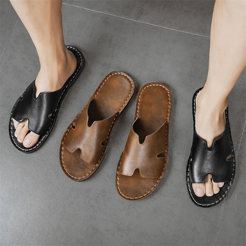 Sandália Masculina em Couro Cognac