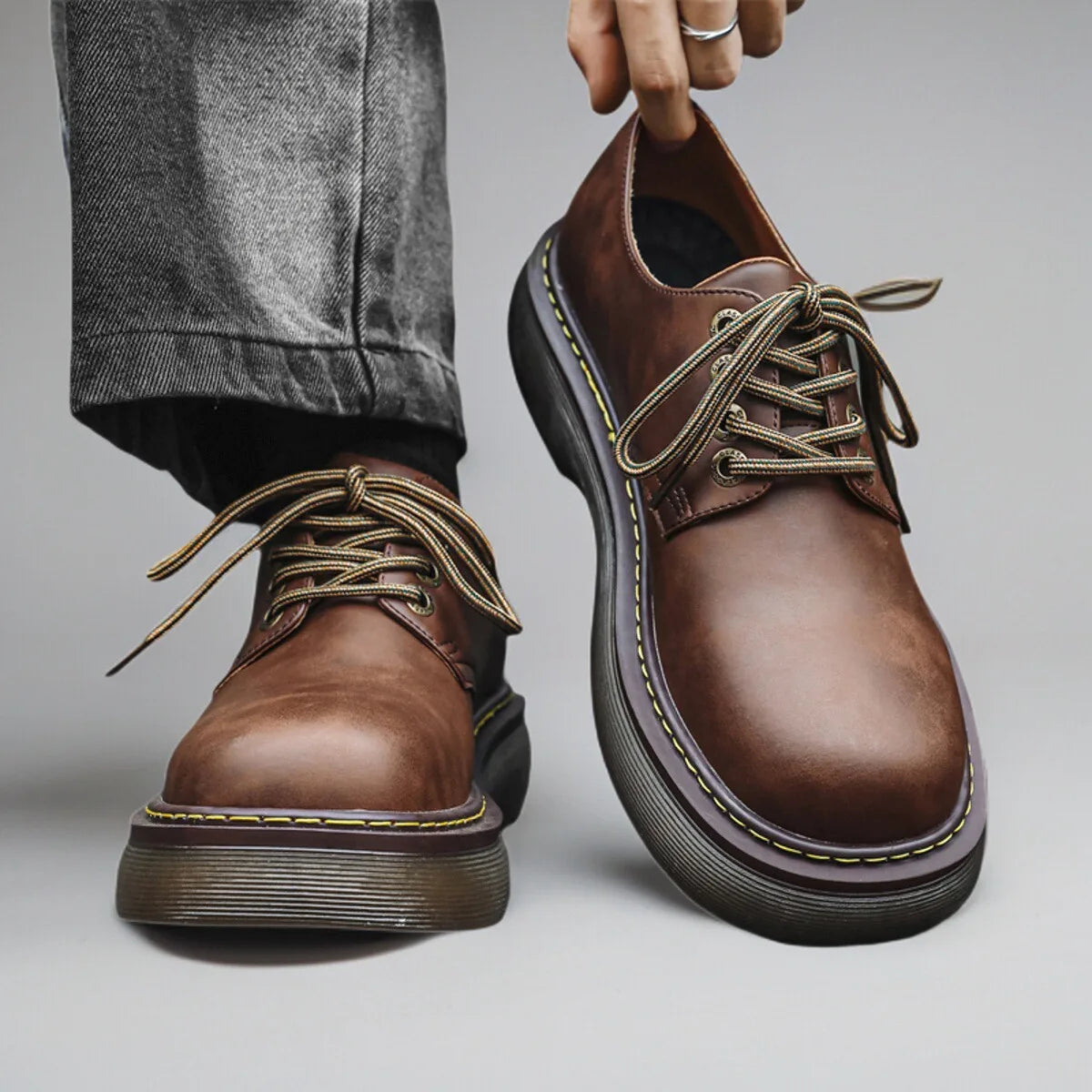 Sapato Derby Masculino Casual em Couro Legítimo Bass – Estilo Vintage