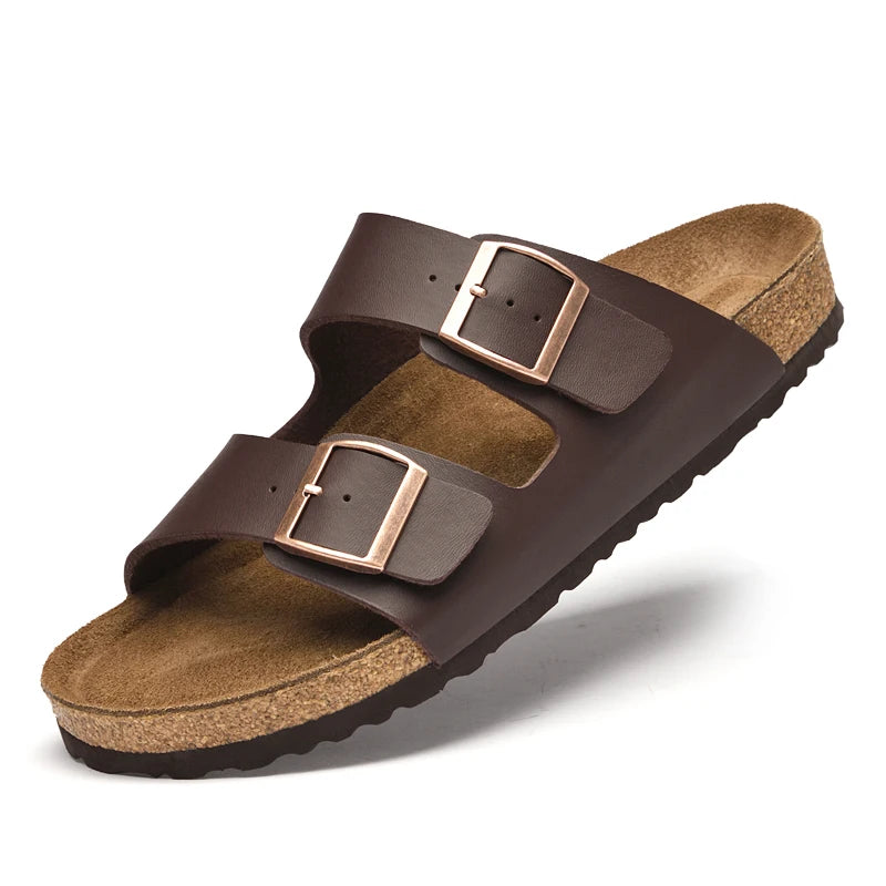 Sandália Masculina em Couro Amaretto