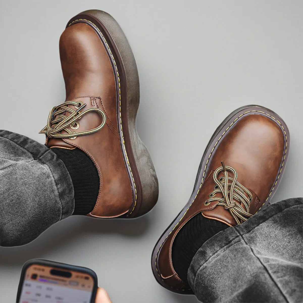 Sapato Derby Masculino Casual em Couro Legítimo Bass – Estilo Vintage