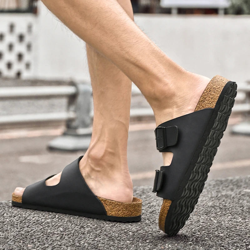 Sandália Masculina em Couro Amaretto