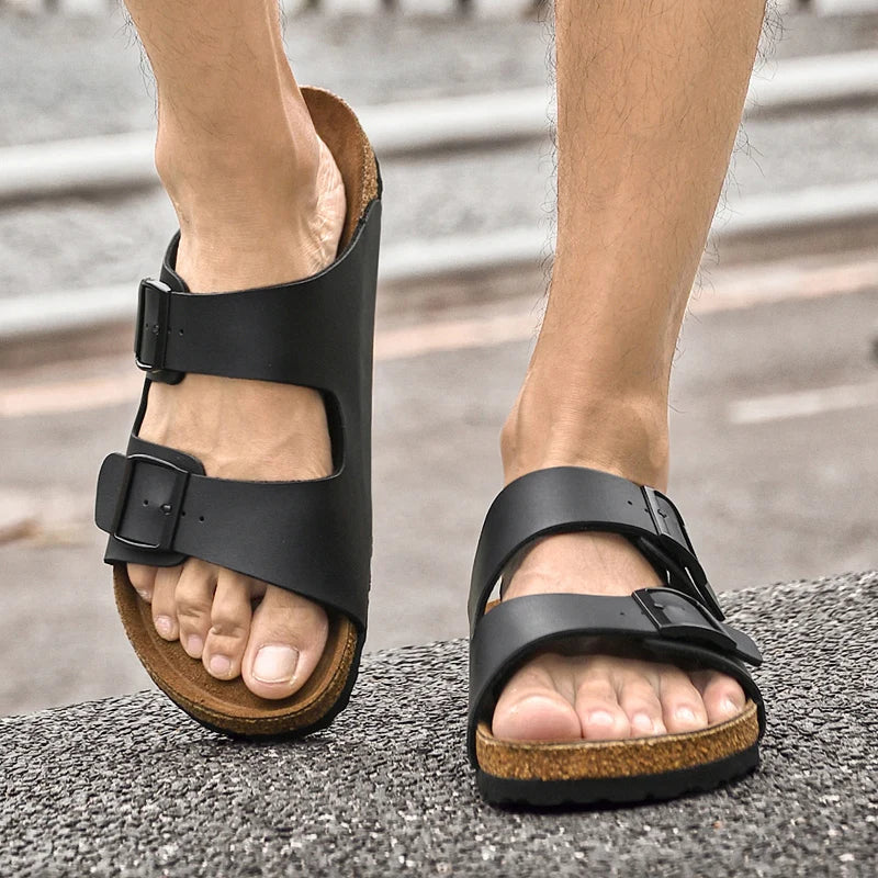 Sandália Masculina em Couro Amaretto