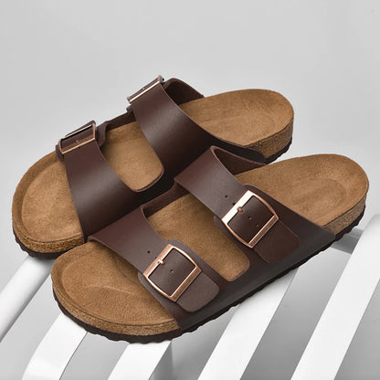 Sandália Masculina em Couro Amaretto