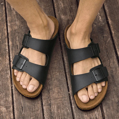 Sandália Masculina em Couro Amaretto