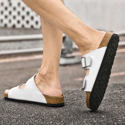 Sandália Masculina em Couro Amaretto